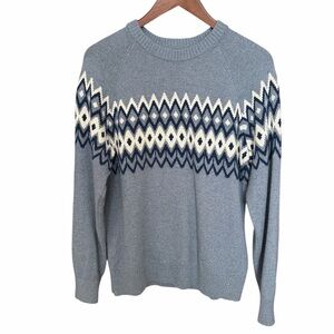 NWT Gap Fair Isle Crewneck Sweater small preppy winter ski layer blue white
